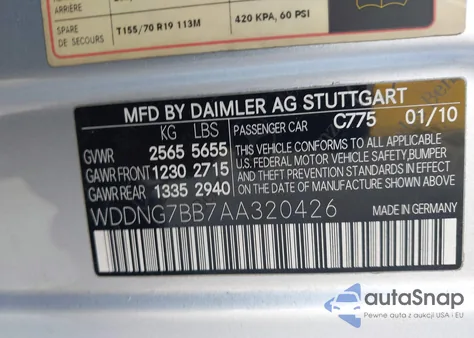 2010 Mercedes-Benz S 550 z USA, uszkodzony, nr VIN WDDNG7BB7AA320426